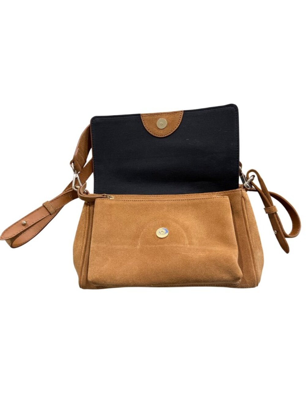 Anthropologie & Other Stories Folded Suede Shoulder Bag Clutch Tan Boho Leather - Picture 3 of 8